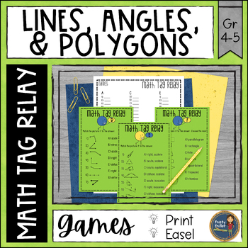 Preview of Lines, Angles, and Polygons Math Tag Relay - Math Game