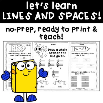 Preview of Lines and Spaces Music Worksheets - No Prep!
