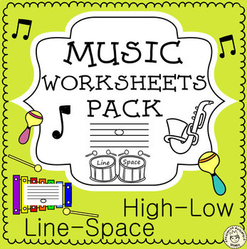 Preview of Lines and Spaces Music Worksheets | Print and Digital