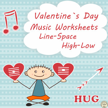 Preview of Lines and Spaces Music Worksheets |  Valentine`s Day Themed