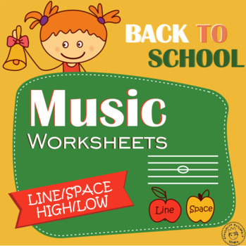 Preview of Lines and Spaces Music Worksheets for Back to School | High and Low