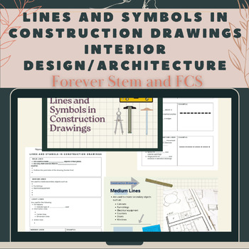 Preview of Lines and Symbols in Construction Drawings Lesson and Note Sheet-CTE