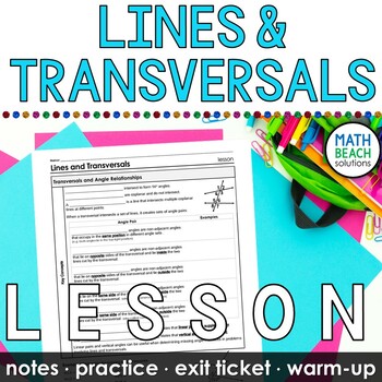 Preview of Lines and Transversals Notes and Practice with Exploration Task