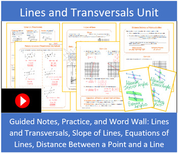 Preview of Lines and Transversals Unit Bundle with Videos