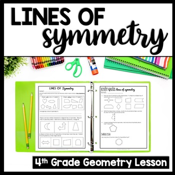 Lines of Symmetry, 4th Grade Geometry 8-Page Practice Packet & Quiz, 4