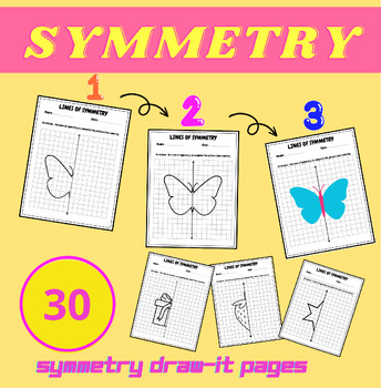 Preview of Lines of Symmetry : Complete The Picture / Coloring