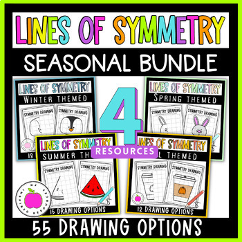 Preview of Lines of Symmetry Drawing Activity Seasonal Bundle | Art Worksheets