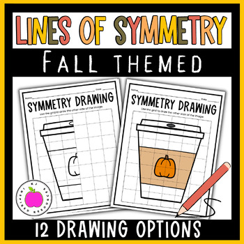Preview of Fall Lines of Symmetry Drawing Activity | Symmetry Art Worksheets