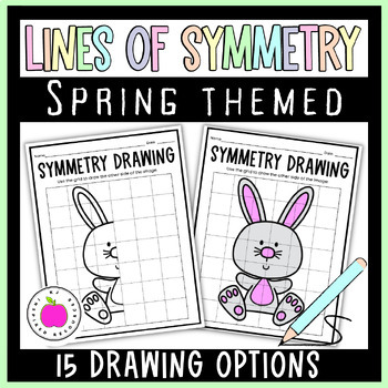 Preview of Spring and Easter Lines of Symmetry Drawing Activity | Symmetry Art Worksheets