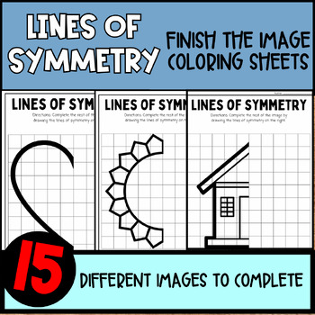 Preview of Lines of Symmetry Finish The Image Coloring Sheets