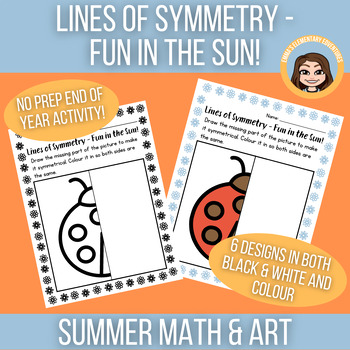Preview of Lines of Symmetry - Fun in the Sun! Draw the Other Half Activity