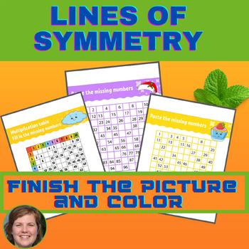 Preview of Lines of Symmetry activity - Finish the picture and Color them
