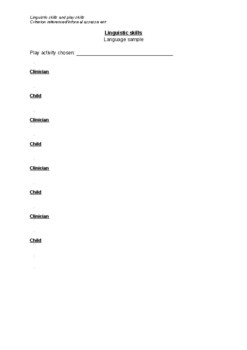 Preview of Linguistic and play skills informal assessment tool