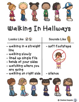 children walking in a straight line