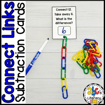 Preview of Linking Chains Subtraction within 20 Math Task Cards K/1st/2nd Grade Math Review