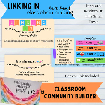 Preview of Linking In - Community Builder Activity based on 1 Cor. 12 w/Canva Template
