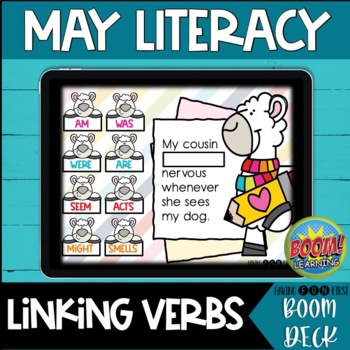 Preview of Linking Verbs Activity Spring Digital Literacy Center May Boom Cards