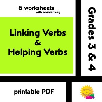 Preview of Linking Verbs - Helping Verbs - 5 worksheets - Grades 3-4 - CCSS