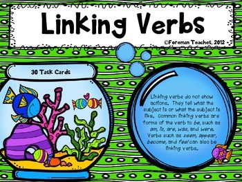 Helping Verbs and Linking Verbs Task Cards by Pencils Books and Curls