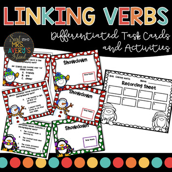 Helping Verbs and Linking Verbs Task Cards by Pencils Books and Curls