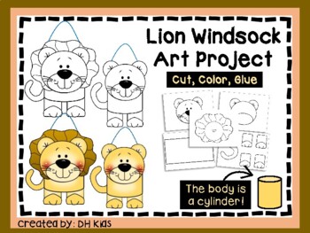 Lion Art Project - Zoo Hanging Windsock - Jungle Cut & Color Craft Art