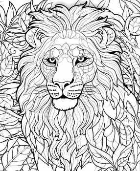 Preview of Lion Coloring Pages Highly Detailed Part 1- Digital Resources