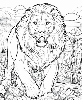 Preview of Lion Coloring Pages Highly Detailed Part 2- Digital Resources