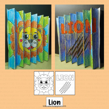 Preview of Lion Craft Agamograph Zoo Animals Activities Safari Jungle Coloring Page Board