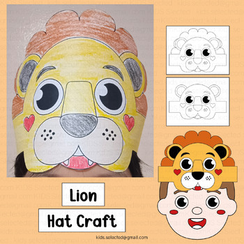 Preview of Lion Hat Craft Safari Animals Activities Zoo Crown Headband Writing Coloring