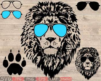 Download Lion Head Glasses Silhouette Svg Wild Animal African King Claw Zoo 854s