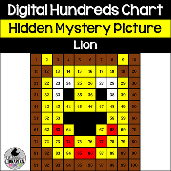 Preview of Digital Lion Hundreds Chart Hidden Mystery Picture Activity PPT or Slides™