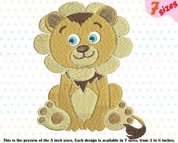 Preview of Lion King Embroidery Design Safari Cute Baby Animals king wildlife birthday 223b