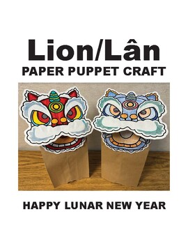Preview of Lion - Lan - Paper Puppet Craft - Happy Lunar New Year