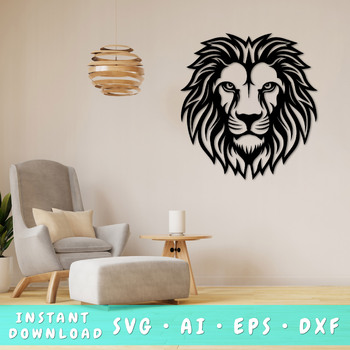 Lion Laser SVG Cut File, Lion DXF, Lion Glowforge File, Lion CNC