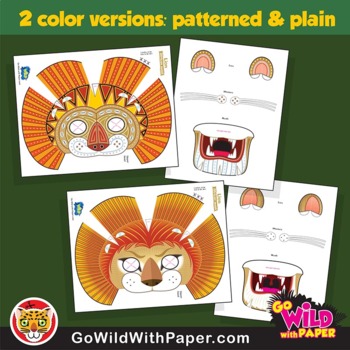 Lion Paper Mask Printable Africa Animal Craft Activity Template