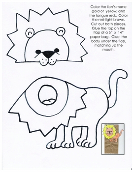 Lion Paper Bag Puppet by Lorane Willyerd | Teachers Pay Teachers