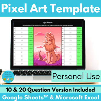Preview of Lion Pixel Art Editable Template for Google Sheets & Excel