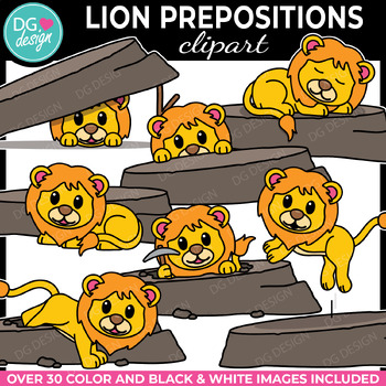 Preview of Lion Preposition Clipart | Safari and Zoo Clip Art | Speech Therapy