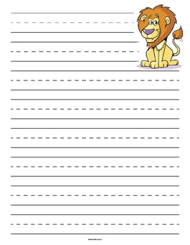 Lion Primary Lined Paper by Teacher Vault | Teachers Pay Teachers