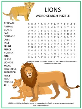 Lion word scramble jogo educacional para crianças planilha de
