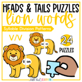 Lion Words V/V Syllable Division Puzzles - Heads and Tails