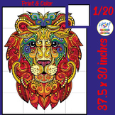 Lion Zentangle Mandala Collaborative Coloring Poster, Grea