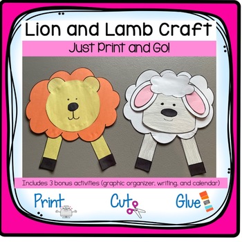 Preview of Lion and Lamb Craft ... with 3 bonus activities - March