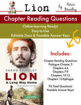 Preview of Lion by Saroo Brierley Chapter Questions / Online-Ready! / Great Resource!