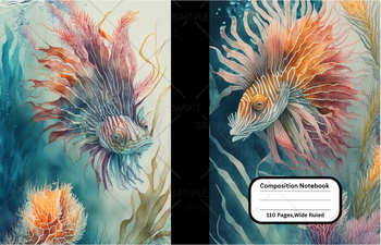 Preview of Lion fish Composition Notebook Cover For School, Home , Work , 8.5x11 inches