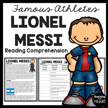 Preview of Lionel Messi Biography Reading Comprehension Worksheet Argentina Barcelona