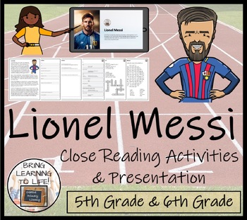 Preview of Lionel Messi Close Reading Comprehension Activities | 5th Grade & 6th Grade