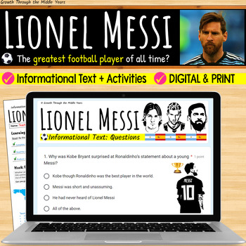 Preview of Lionel Messi: Reading Comprehension (Digital + Print)