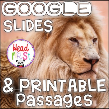 Preview of Lions NONFICTION GOOGLE and PRINTABLE Passages and Writing Activities