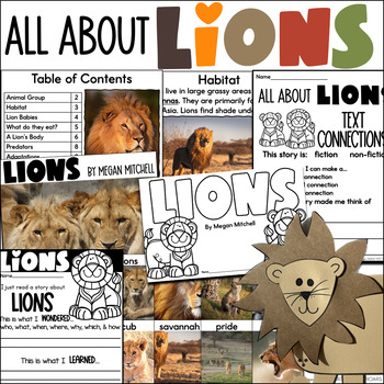 Preview of Lions Nonfiction Informational Text Reading Comprehension & Report